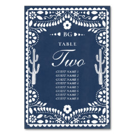 Papel Picado Boda Mexican Rustic Blue Wedding Tischnummer