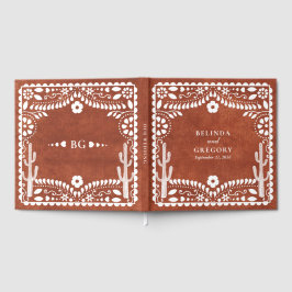 Papel Picado Boda Mexican Terracotta Brown Wedding Gästebuch