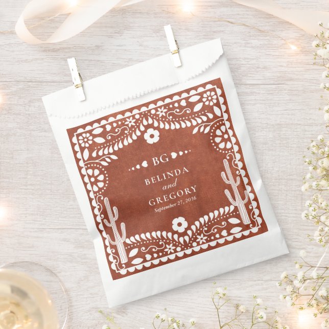Papel Picado Boda Mexican Terracotta Brown Wedding Geschenktütchen (Ausgeschnitten)