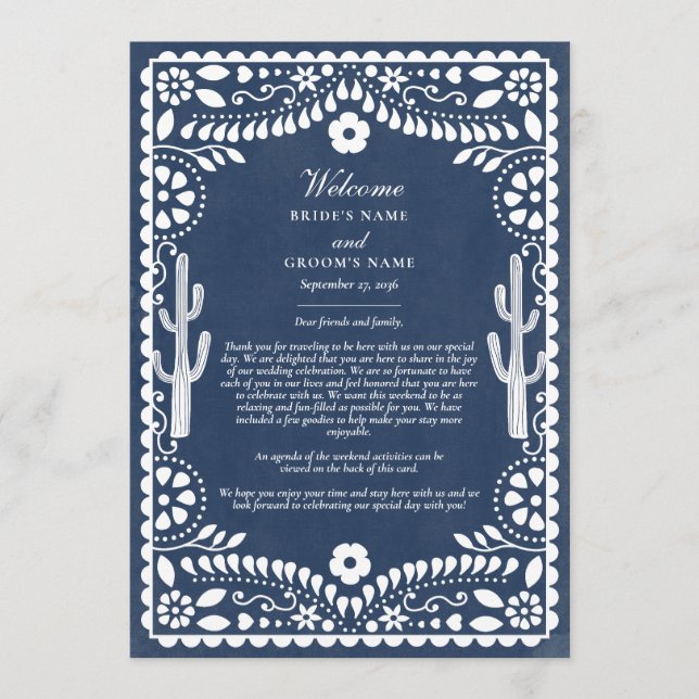 Papel Picado Boda Mexican Wedding Itinerary Programm (Vorderseite)