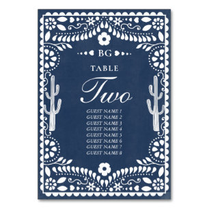Papel Picado Boda Mexikanische Rustikale Blaue Hoc Tischnummer