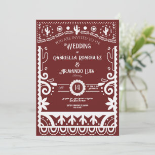 Papel Picado Burgund & Weiß Hochzeitseinladung Einladung