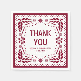 Papel picado burgundy Danke QUINCEAÑERA Serviette