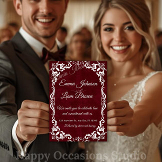 Papel Picado Burgundy Mexican Wedding Invitation Einladung