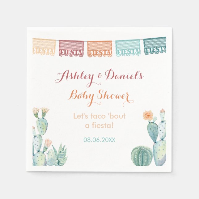 Papel Picado Cacti Mexican Theme Dusche Party Serviette (Vorderseite)