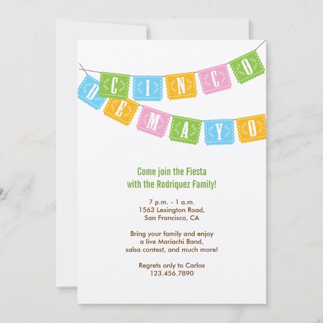 Papel Picado Cinco de Mayo Einladung (Vorderseite)
