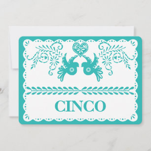 Papel Picado Cinco Fünf Tischnummer Aqua Fiesta