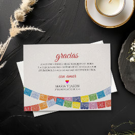 Papel Picado Elegant Colorful Boda Spanish Wedding Dankeskarte