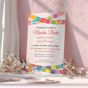 Papel Picado Elegante Farbige Spanische Hochzeit Einladung
