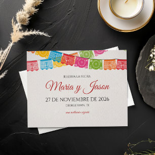 Papel Picado Elegante Farbige Spanische Hochzeit Save The Date