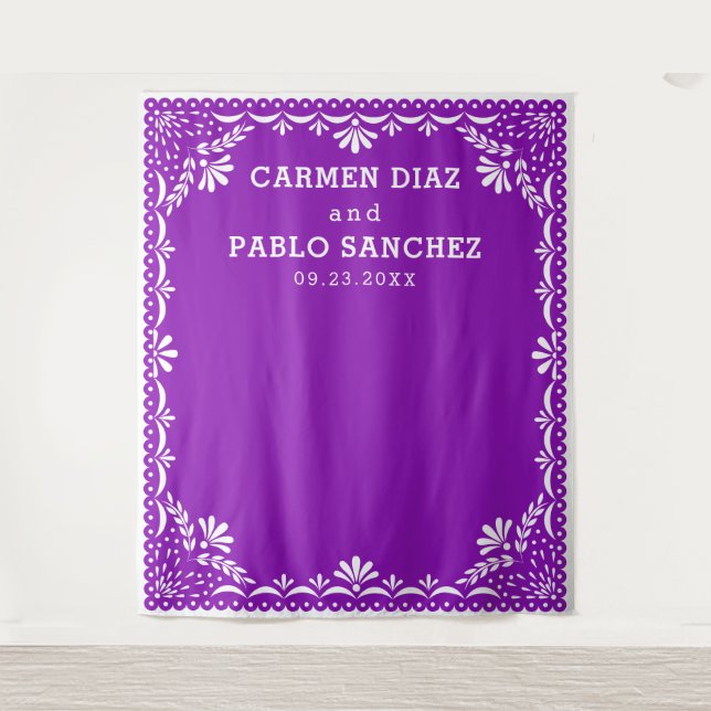 Papel Picado farbenfrohe mexikanische Hochzeit Wandteppich (Vorderseite)