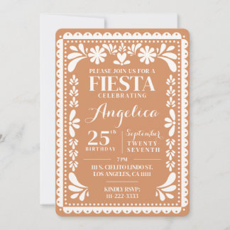 Papel Picado Geburtstagseinladung Terracotta Fiest Einladung