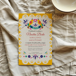 Papel Picado Gelb Unsere Hochzeit Spanische Hochze Einladung
