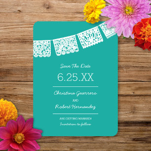 Papel Picado Helles Aqua   Hochzeit Save The Date