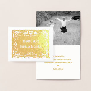 Papel picado Hochzeit Danke Foto gold Folienkarte