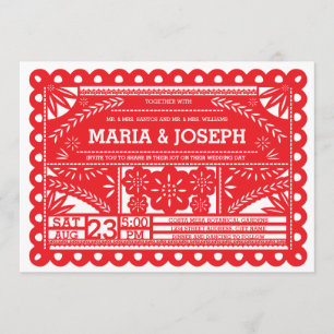 Papel Picado Hochzeit laden - Rot ein Einladung