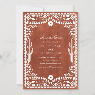 Papel Picado Hochzeit Mexikanisch Terrakotta Braun Save The Date