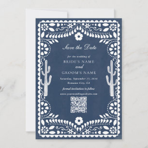 Papel Picado Hochzeit Mexikanische Rustikale Blaue Save The Date