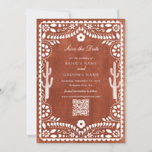 Papel Picado Hochzeit Mexikanische Terrakotta-Brau Save The Date