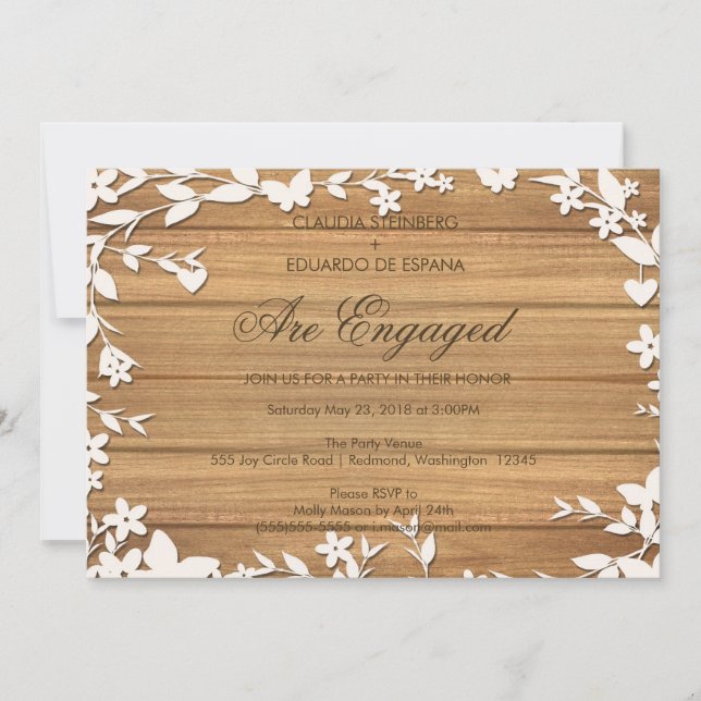 Papel Picado Hochzeitseinladung - schöne Tauben Einladung (Vorderseite)