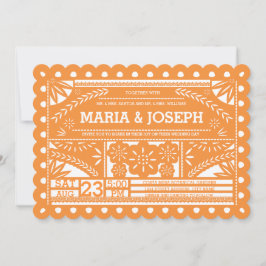Papel Picado Hochzeitsfeier - Orange Einladung