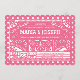 Papel Picado Hochzeitsfeier - Rosa Einladung