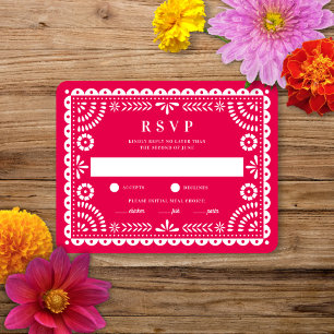 Papel Picado Hot Pink   RSVP-Karte für Hochzeitser RSVP Karte