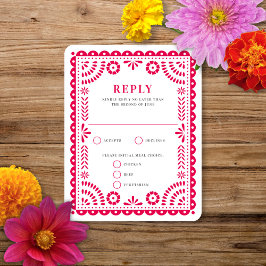 Papel Picado Hot Pink | RSVP-Karte für Hochzeitser RSVP Karte