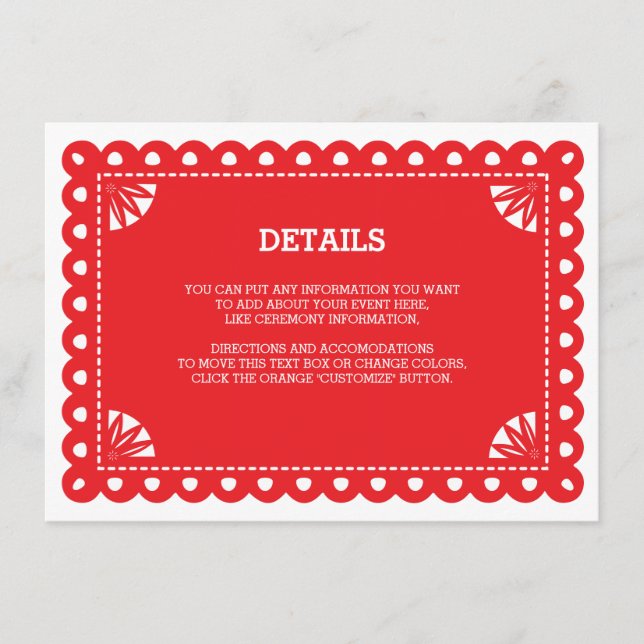 Papel Picado Insert Card - Orange (Vorderseite)