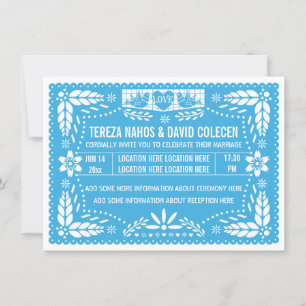Papel picado liebt Vögel Blaue Hochzeit Einladung