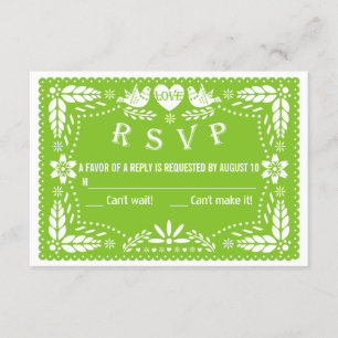 Papel picado liebt Vögel Grüne Hochzeit RSVP Antwo Karte