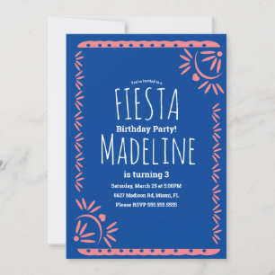 Papel Picado Mexican Birthday Fiesta Floral Border Einladung