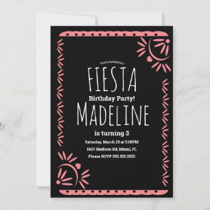 Papel Picado Mexican Birthday Fiesta Floral Border Einladung