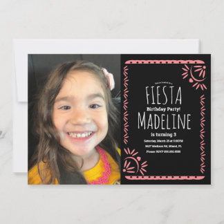 Papel Picado Mexican Birthday Fiesta Floral Foto Einladung