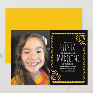 Papel Picado Mexican Birthday Fiesta Floral Foto Einladung