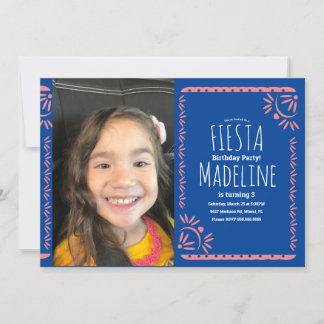 Papel Picado Mexican Birthday Fiesta Floral Foto Einladung