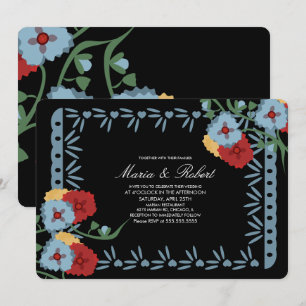 Papel Picado Mexican Botanical Florals Fiesta Einladung