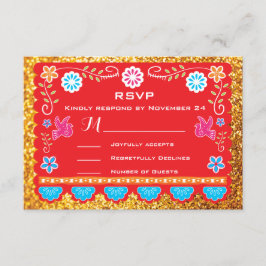 Papel Picado Mexican Fiesta UAWG gold Glitzer RSVP Karte
