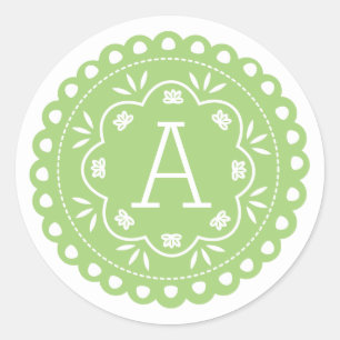 Papel Picado Monogram Stickers - Grün