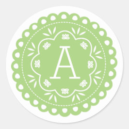 Papel Picado Monogram Stickers - Grün