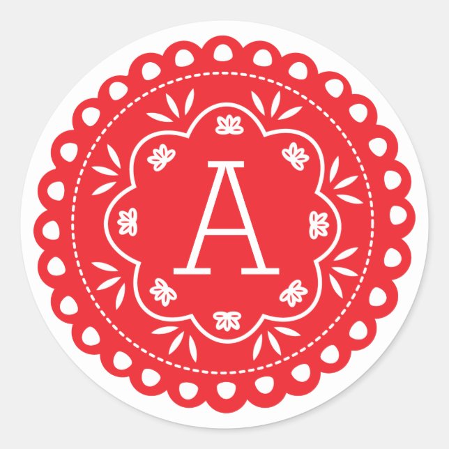 Papel Picado Monogram Stickers - Rot (Vorderseite)