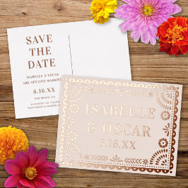 Papel Picado Neutral Foil Wedding Save The Date Folien Feiertagspostkarte