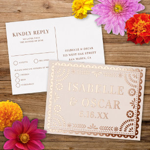 Papel Picado Neutral Folie Hochzeit Antwort RSVP K Folien Feiertagspostkarte