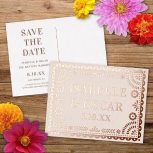 Papel Picado Neutrale Folien-Hochzeit Save The Dat Folien Feiertagspostkarte