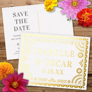 Papel Picado neutrale Hochzeit Save The Date Karte