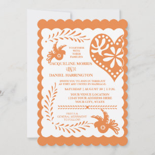 Papel Picado Orange Pink Fiesta Wedding Banner Einladung