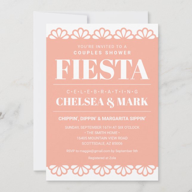 Papel Picado Paare Einladung zur Dusche (Vorderseite)