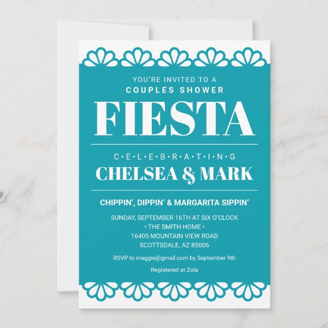 Papel Picado Paare Einladung zur Dusche (Vorderseite)