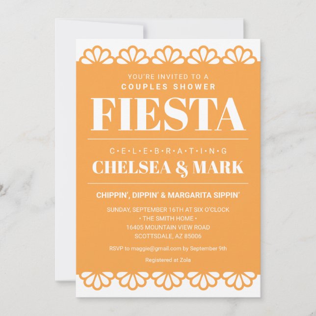 Papel Picado Paare Einladung zur Dusche (Vorderseite)