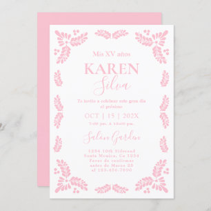 Papel Picado Pink Quinceanera Einladung